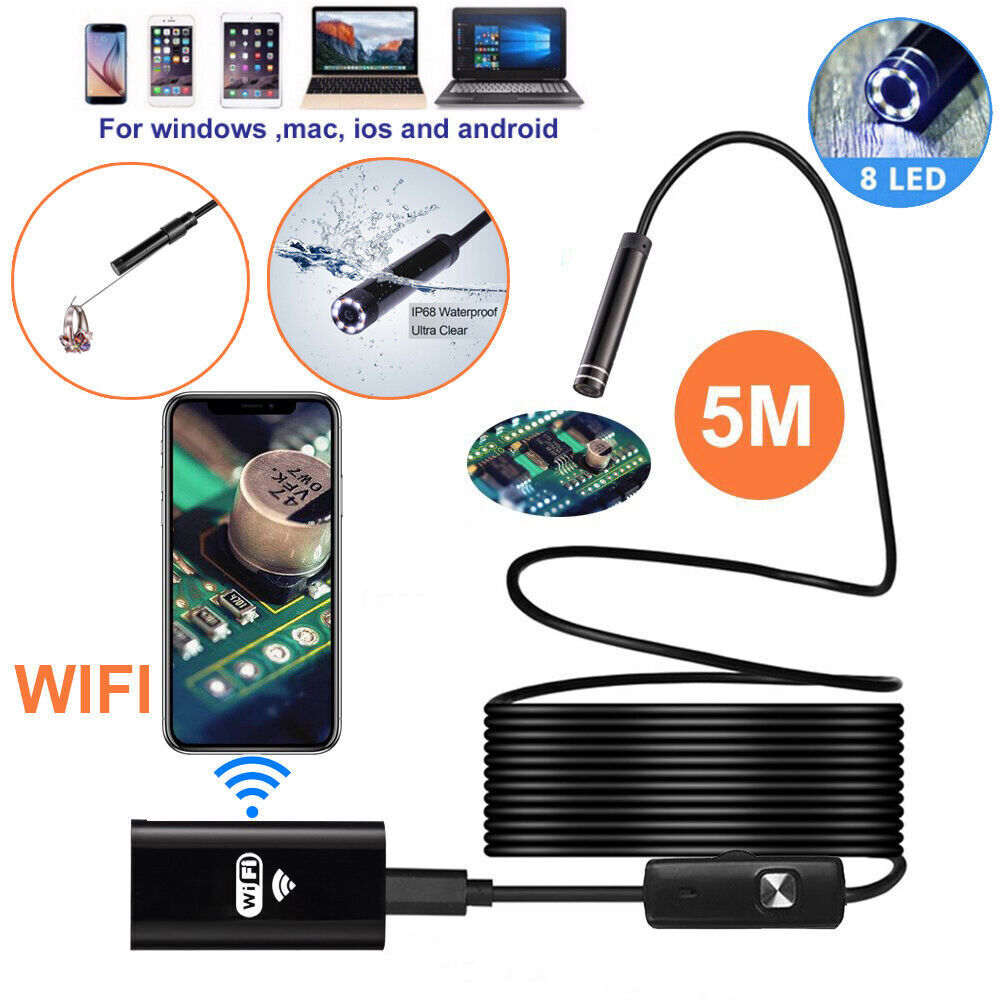 Great Choice Products 5M Wireless Wifi Endoscope Borescope Inspection Snake Camera For Iphone Android