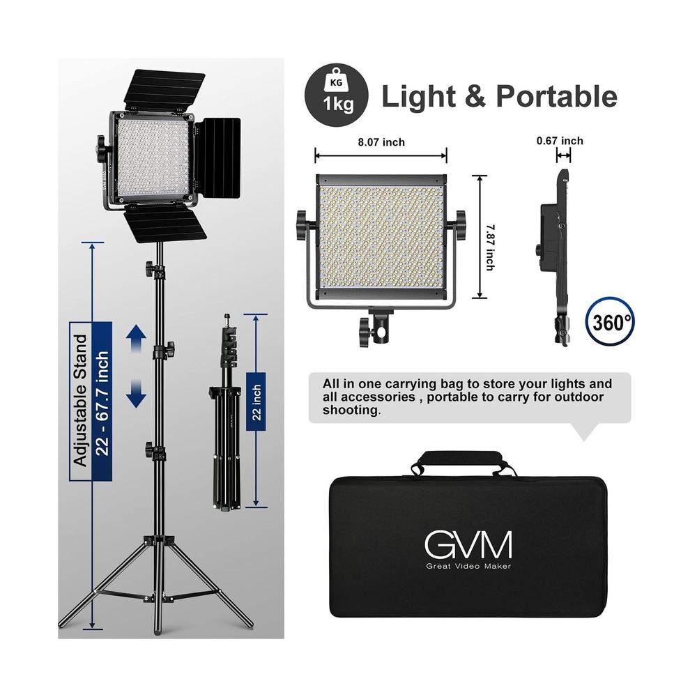 Great Choice Products Gvm Rgb Video Lighting, 360&#176; Full Color Led Video Light With App Control, 3