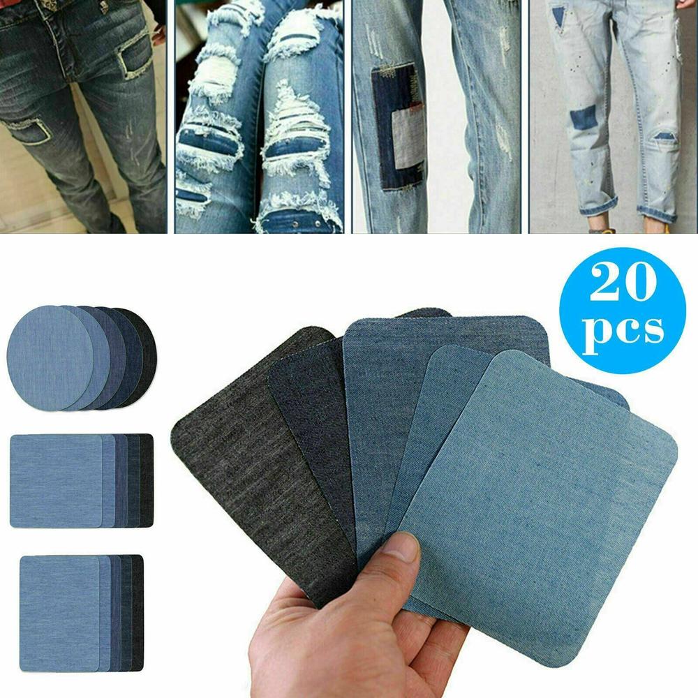 Great Choice Products 5 Colors Diy Iron On Denim Fabric Patches For Clothing Jeans Repair Kit(20Pcs )