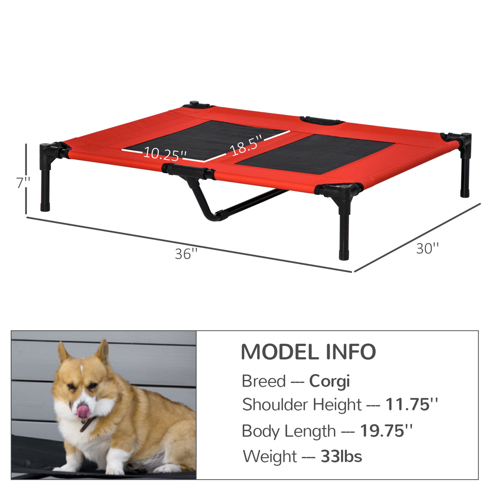 Pawhut Large Elevated Camping Pet Cot Portable Raised Dog Cat Sleep Bed Indoor Outdoor