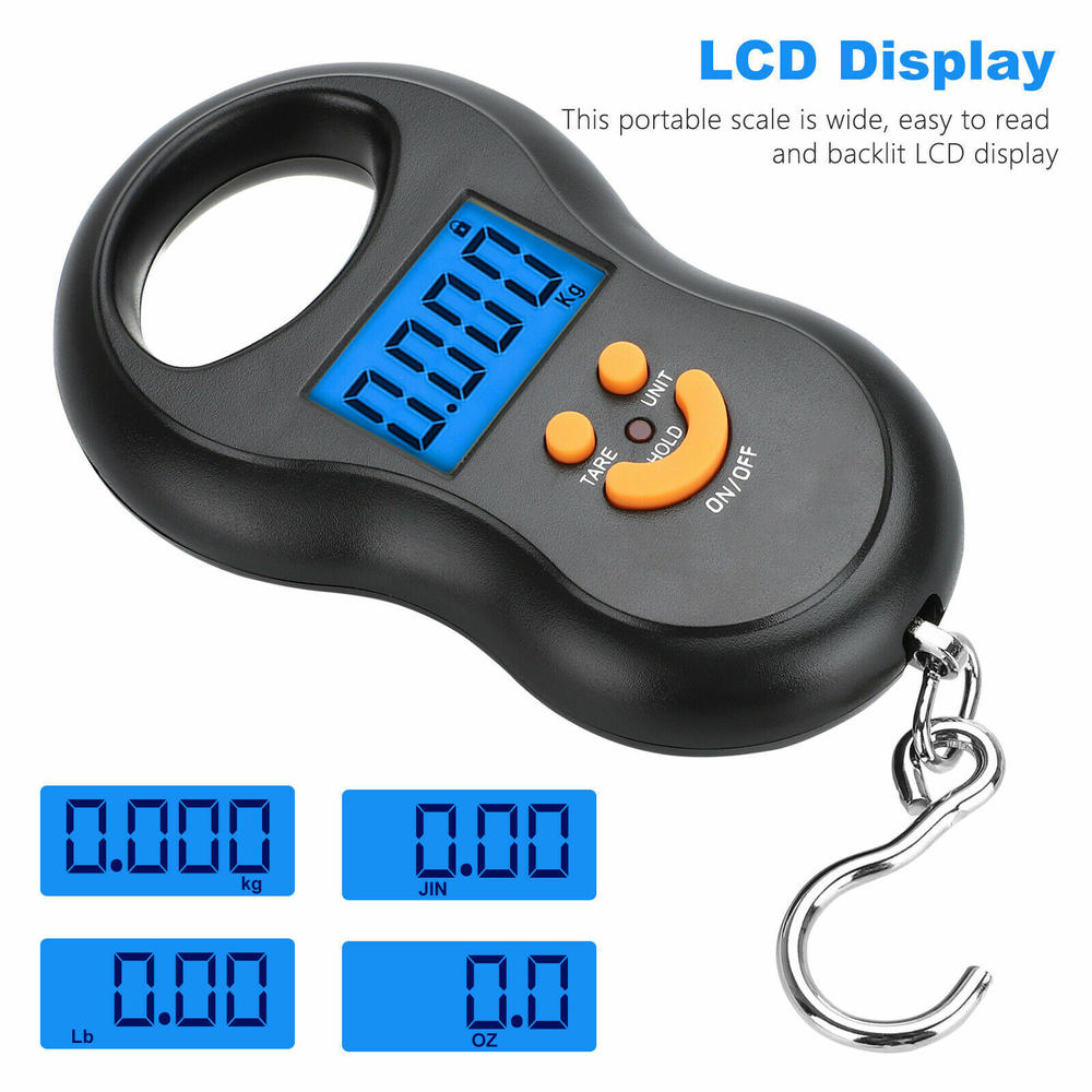 Great Choice Products Digital Fish Scale Postal Hanging Hook Luggage Weight Lcd Mini Portable 110 Lb