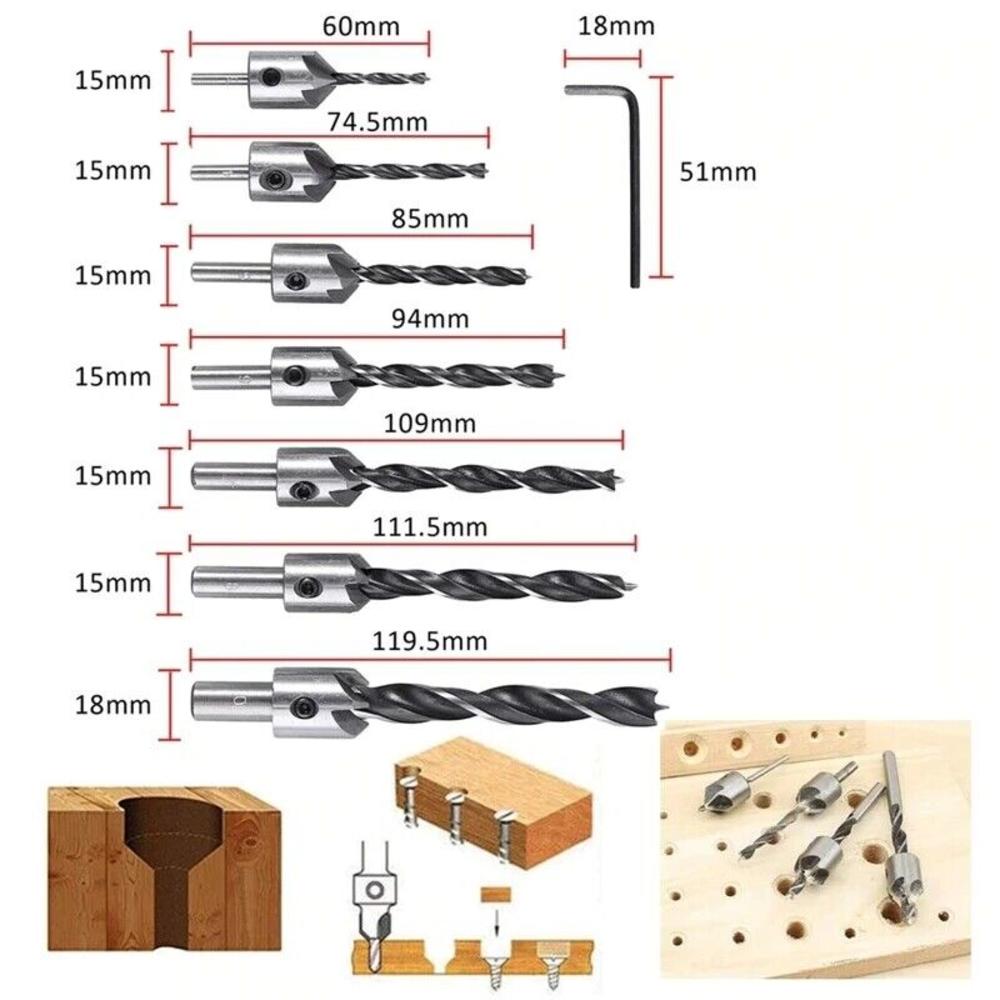 Great Choice Products 23X Woodworking Chamfer Drilling Countersink Drill Bits Wood Plug Cut Tool Set
