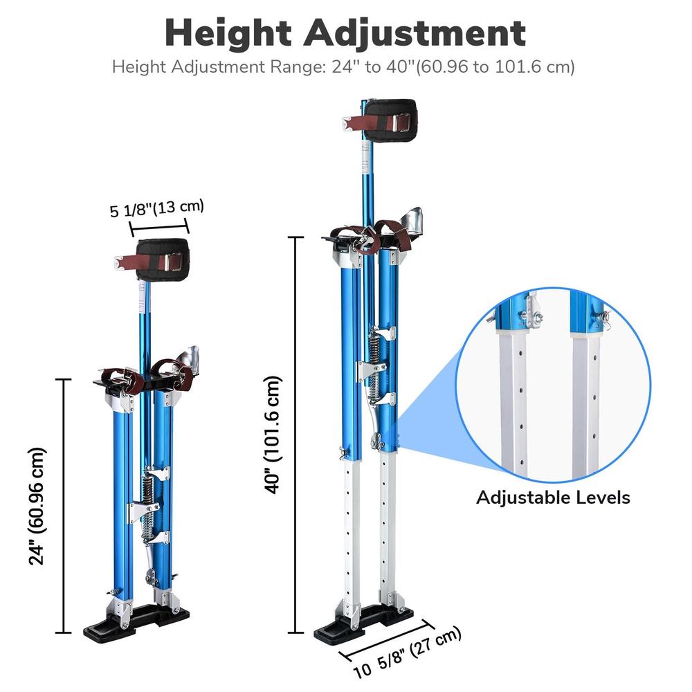 Great Choice Products 24-40 Inch Aluminum Stilt Drywall Painting Stilts For Painter Taping Tool Blue