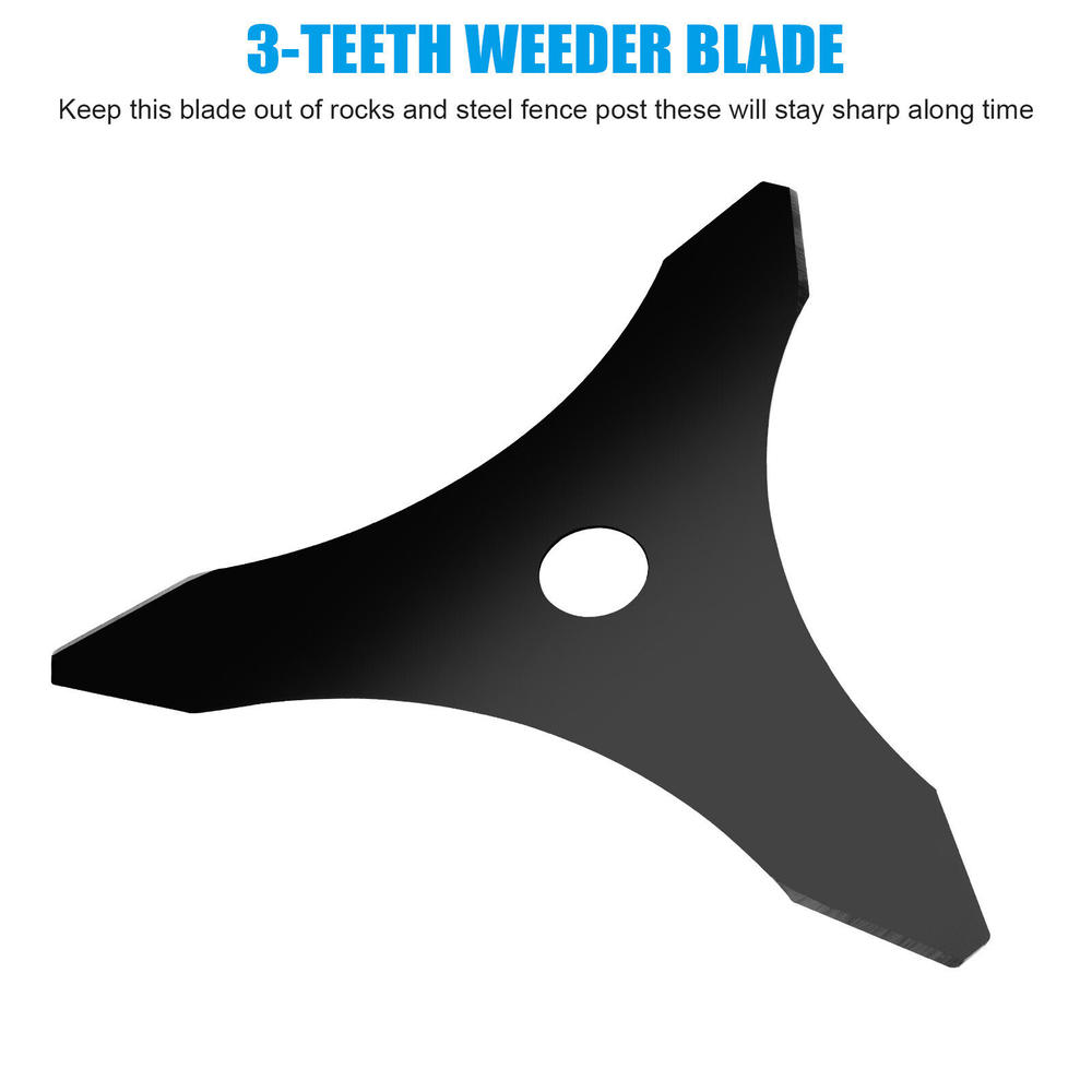 EEEKit 2Pcs 10" x 3Teeth Steel Brush Cutter Trimmer High Hardness Lawn Weed Eater Blade