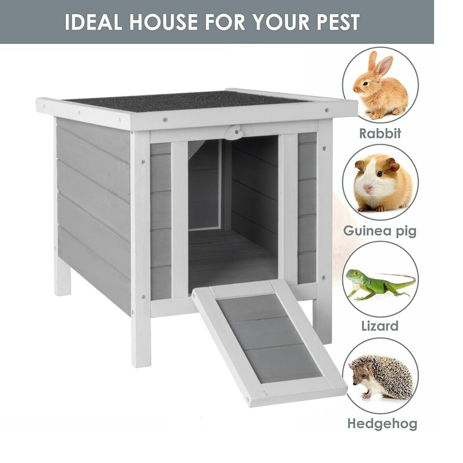 Great Choice Products 20" Steady Wooden Rabbit House Hutch Chicken Coop Pet Bunny Natural Gray Color