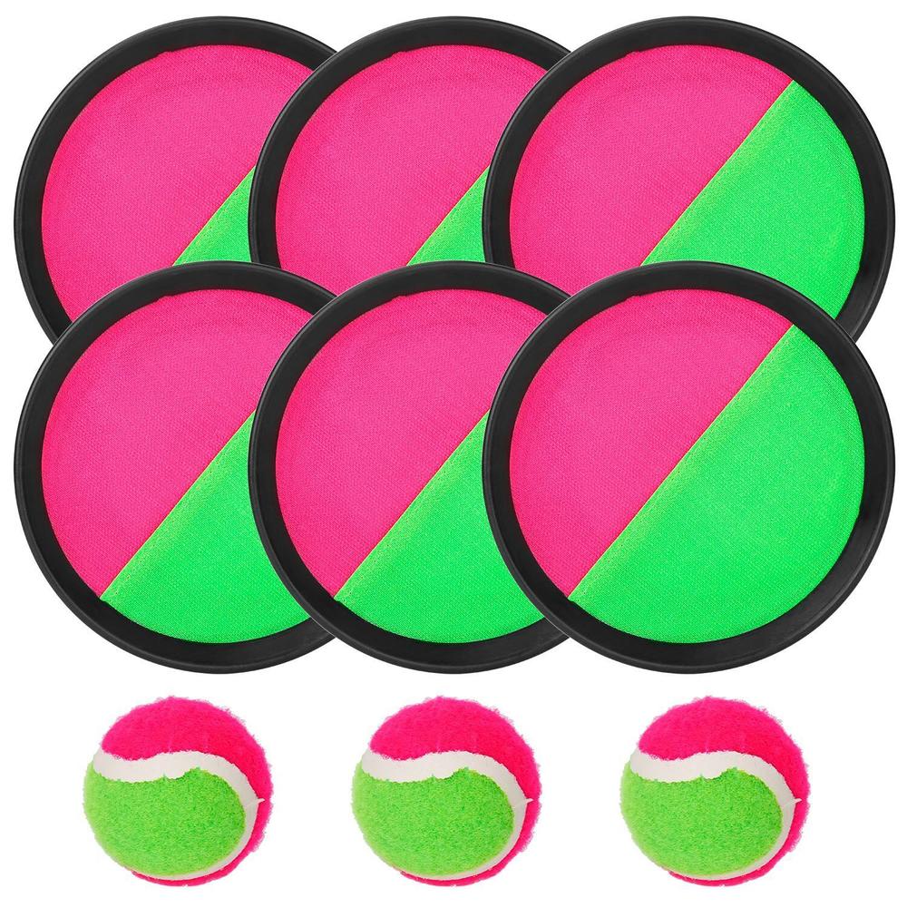 imountek 3Packs Paddle Catch Ball Toy Toss and Catch Sports Game Set -6 paddles +3 balls