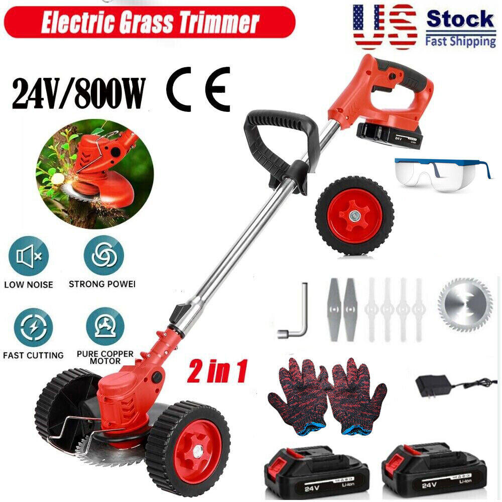 Great Choice Products 24V Electric Grass String Trimmer Weed Eater Lawn Edger Cordless Cutter 2Battery