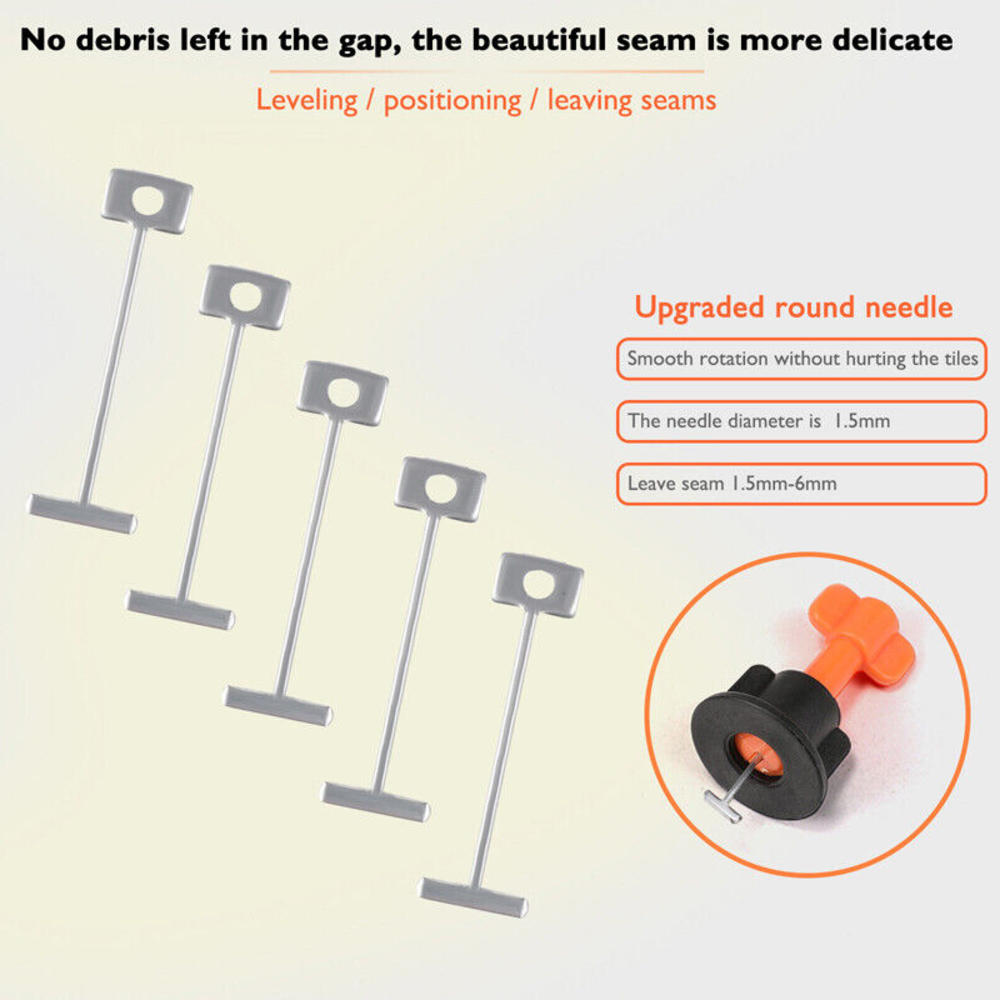 Great Choice Products 100Pcs 1.5Mm Steel Needles Wall Floor Tile Leveler Reusable Leveling System Tool