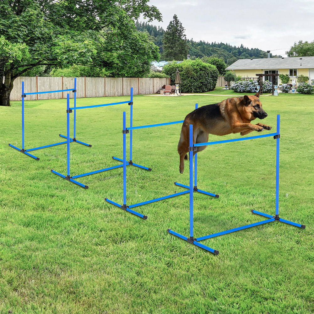 Pawhut New Canine Agility Set Dog Jumping Training Obstacles Course Free Standing Blue