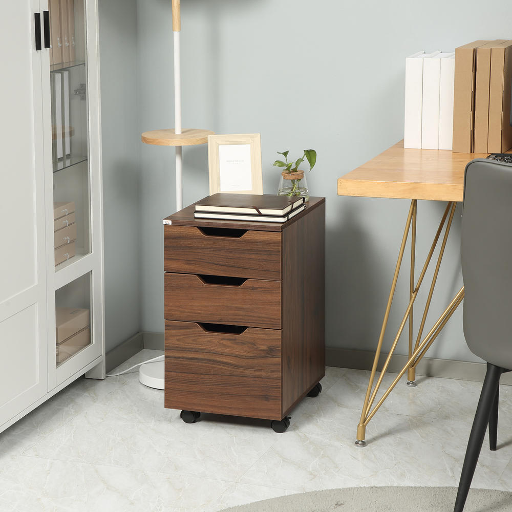 Under Computer Storage Small HomCom Modern Office Storage Cabinet, Under Desk Cabinet with 3 Drawers ...