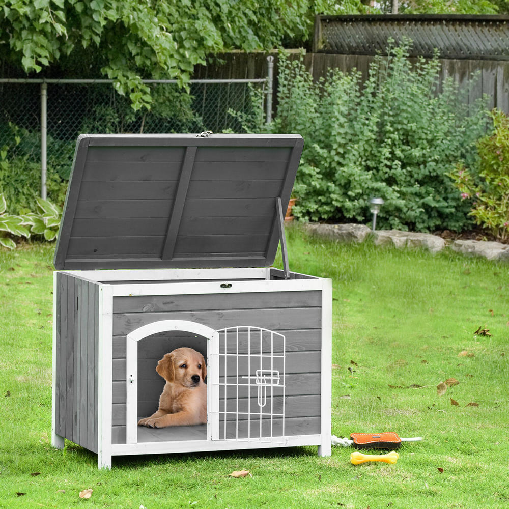 Pawhut Portable Dog House Indoor Cat Litter Box Enclosure Pet Shelter Solid Wood