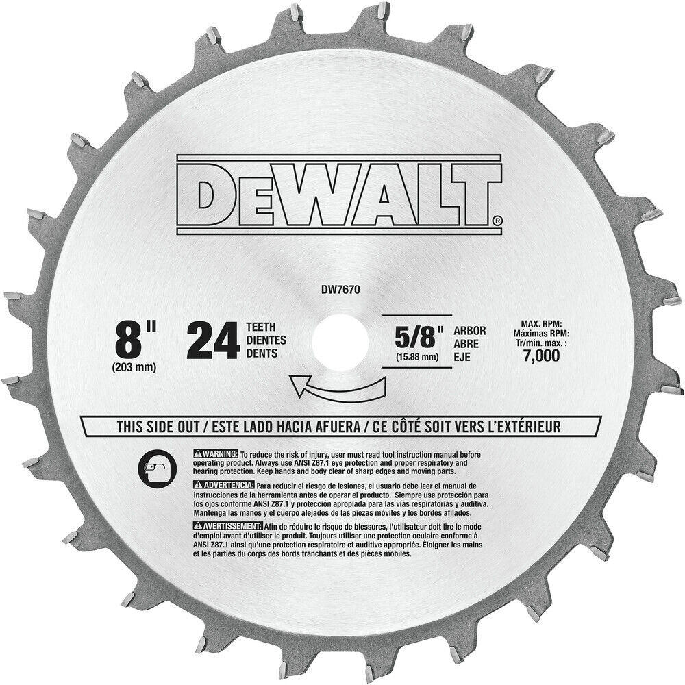 DEWALT 8 in. 24 Tooth Stacked Dado Set DW7670 New