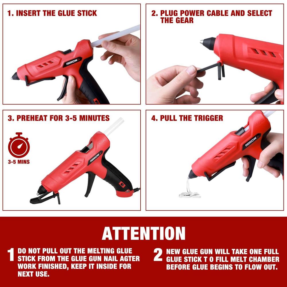 Arrow Heavy Duty Hot Glue Gun Kits High/Low Temp Glue Gun w/12PC Glue Gun Sticks