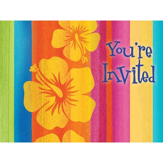 Creative Converting Hawaiian Luau Party Sunset Stripes Post Card Invitations 8 Pack Paper Invites