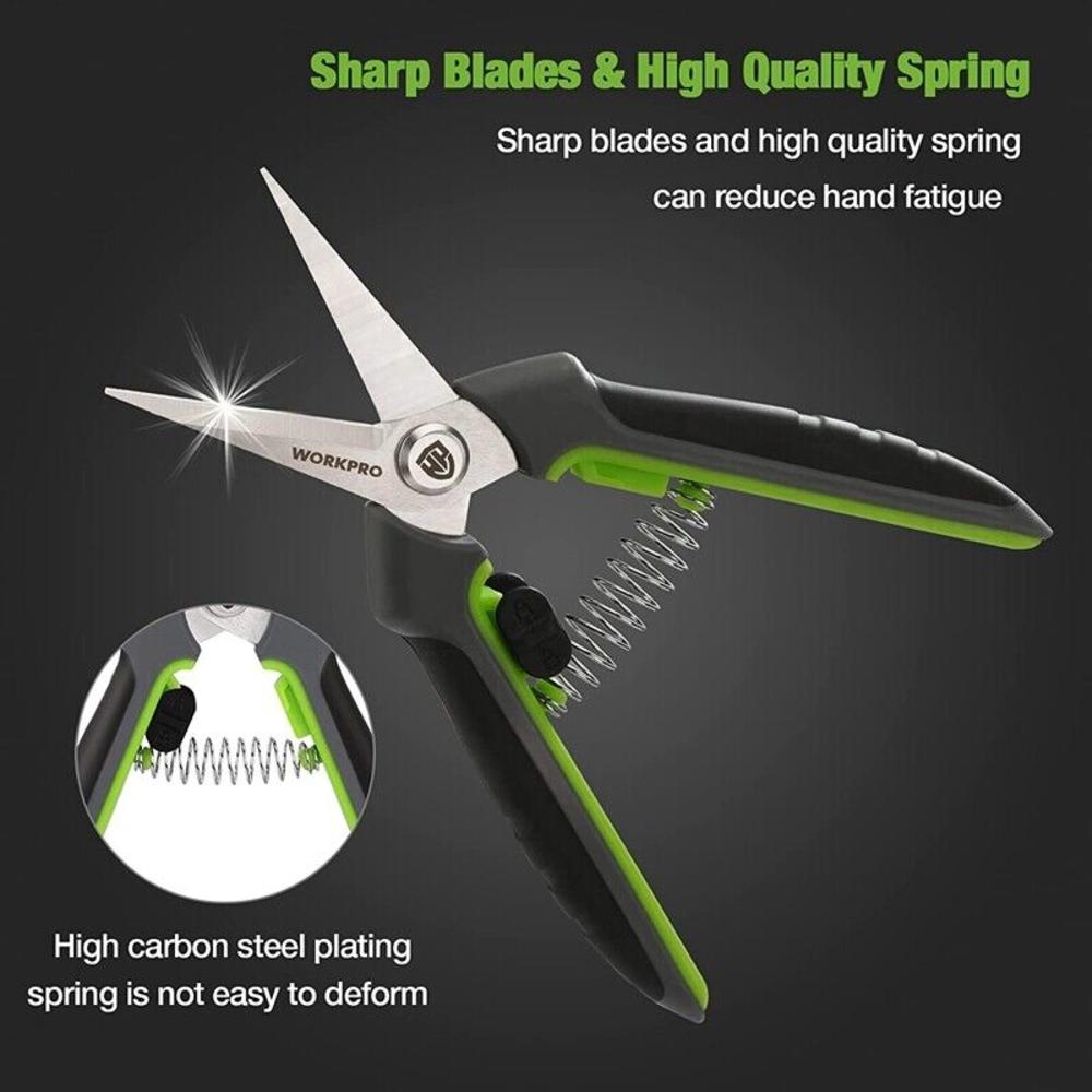 WORKPRO 2 Packs Pruning Shears 6.5" Gardening Scissors Snips Clippers Pruner Set