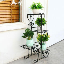 Great Choice Products 4 Tier Garden Plant Stand Planter Potted Shelf Holder Patio Corner Wrought Iron