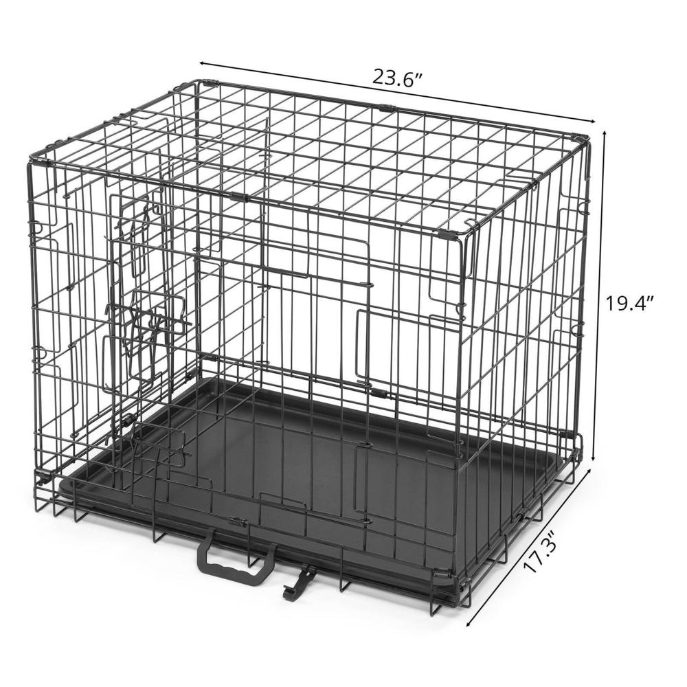 Great Choice Products 24In Large Dog Crate Kennel Extra Huge Folding Pet Wire Cage With 2 Doors Black