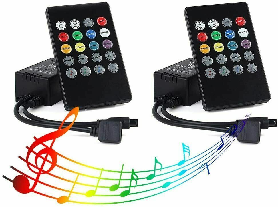 Great Choice Products 2Pack 2-Port 20Keys Ir Black Music Remote Controller For Rgb Led Strip Light