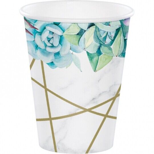Creative Converting Geometric Succulent Floral 12 oz Hot/Cold Cups Paper 8 Pack Tableware Floral