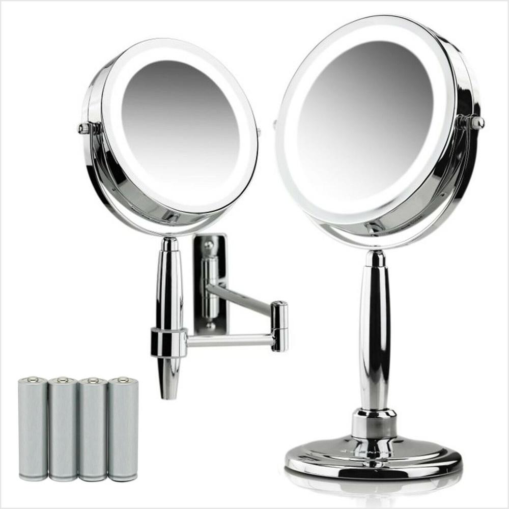 Ovente Makeup Mirror 7 Inch 1X 8X Double-Sided Polished Chrome MFM70CH1X8X