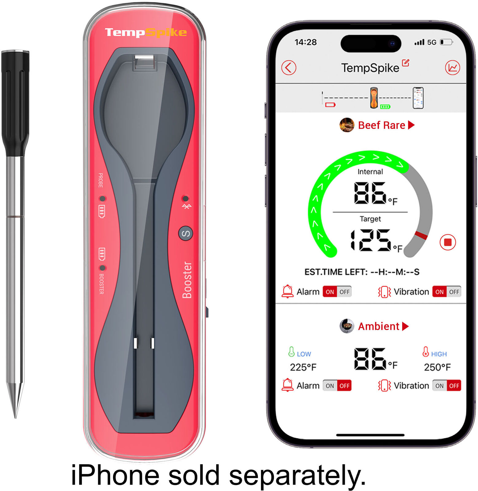 Great Choice Products Thermopro - Bluetooth Smart Food/Meat Thermometer - Red/Black