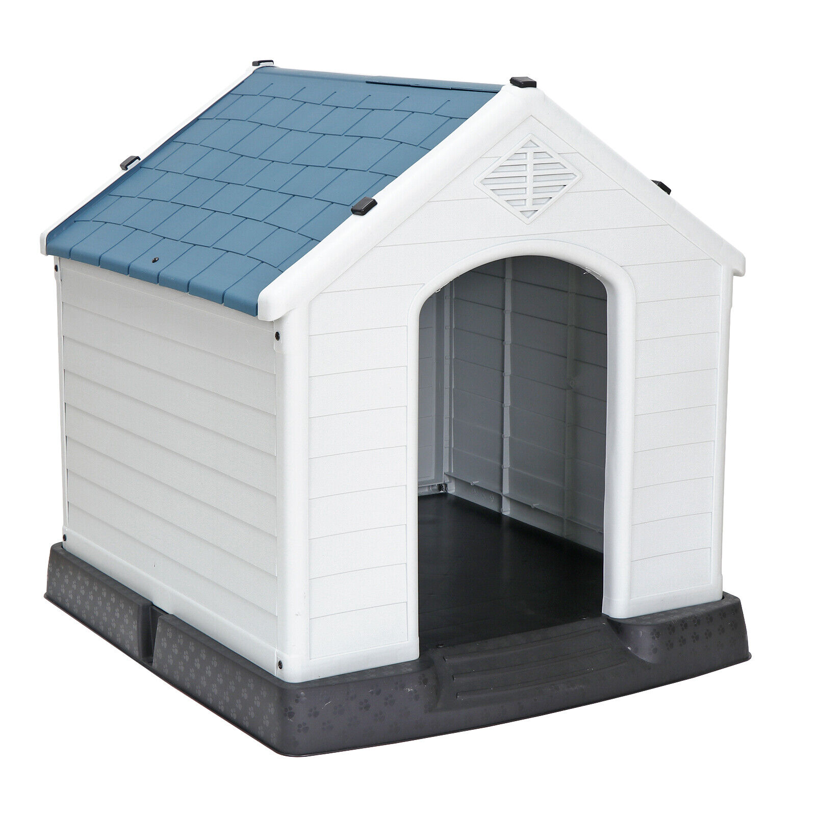 Great Choice Products Large Dog House Durable Plastic Et Kennel Crate With Air Vents Elevated Floor