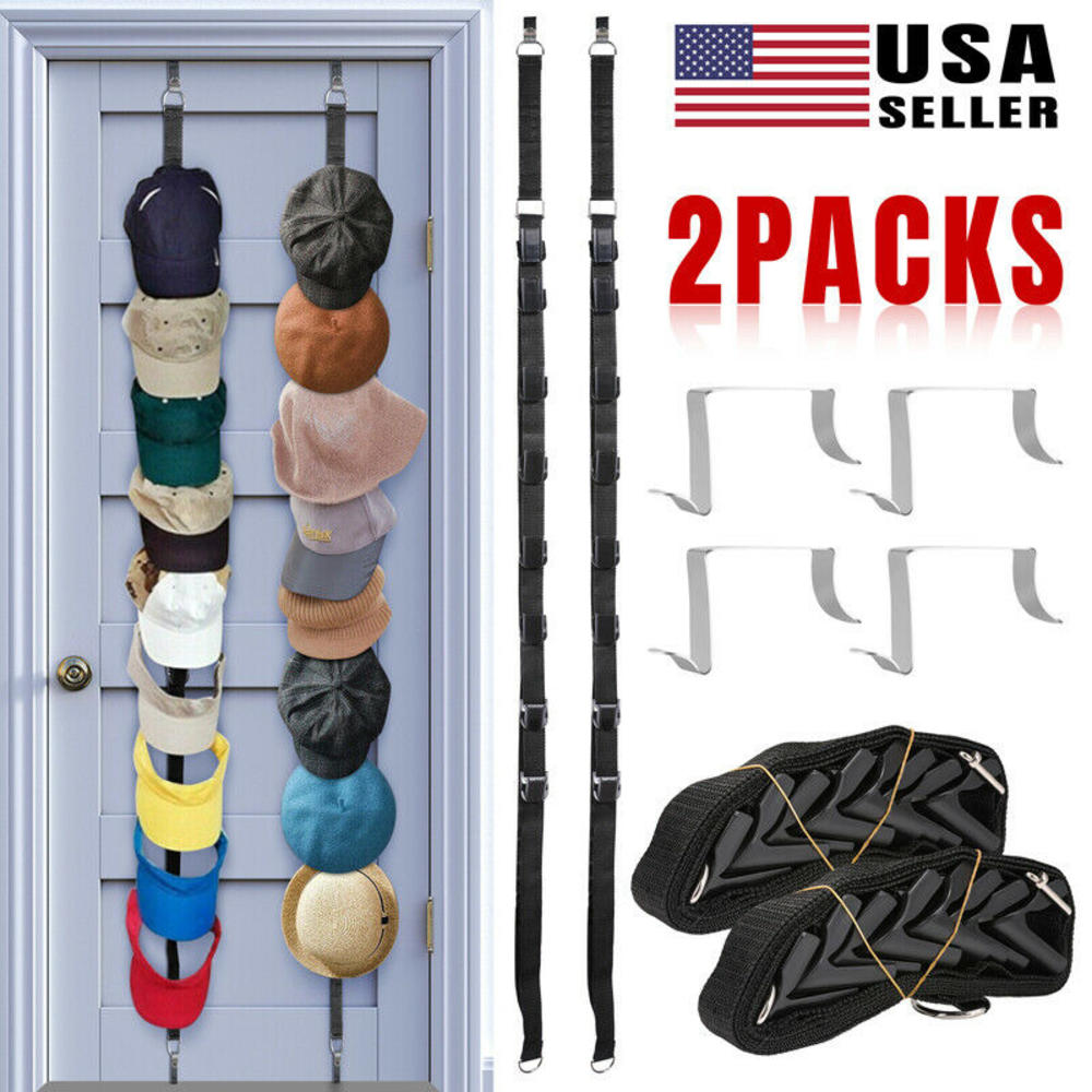Great Choice Products 2 Pack Cap Rack Closet Hanger Storage 16 Caps Organizer Door Baseball Hat Holder