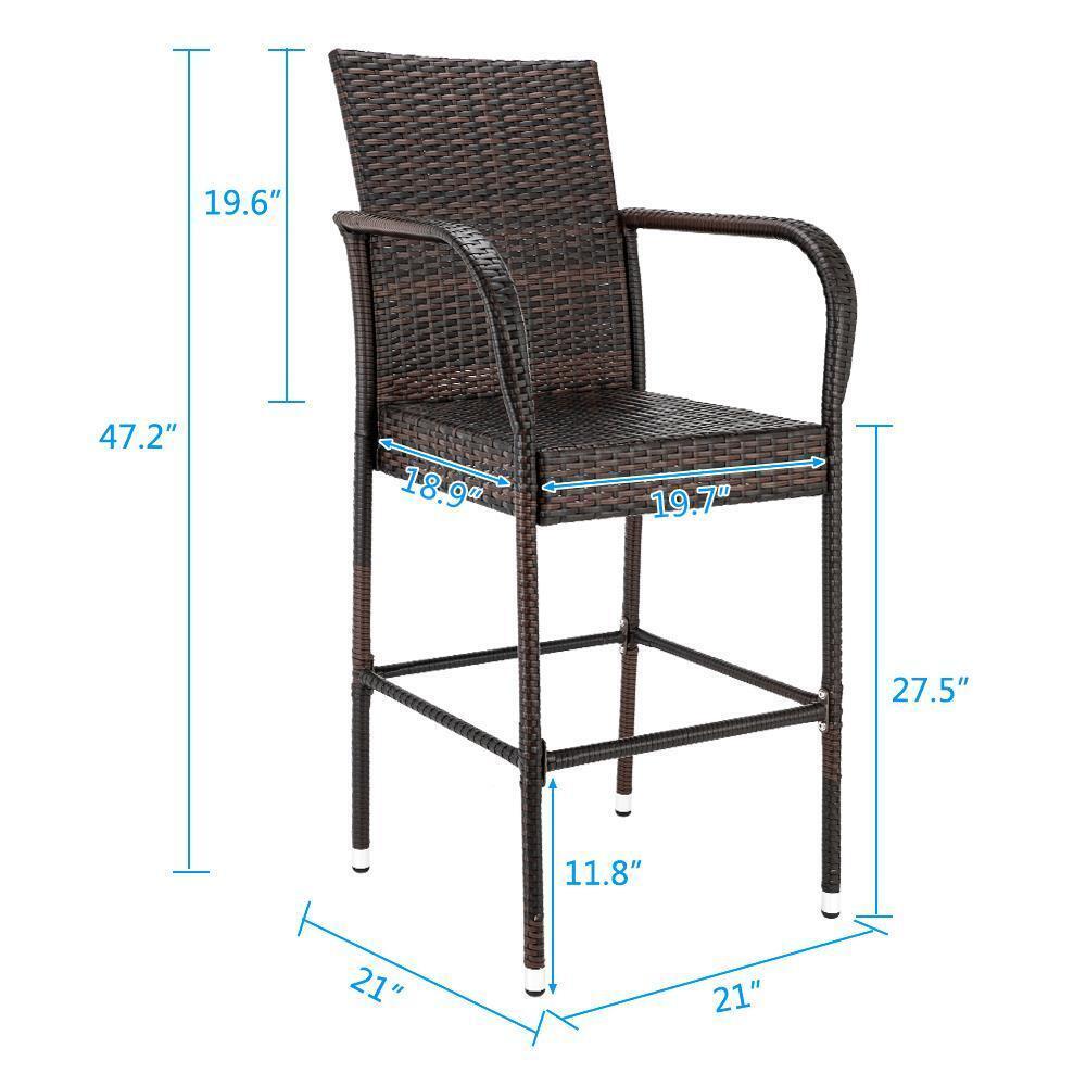 Great Choice Products Set Of 4 Patio Single Backrest Bar Chairs Pe Rattan Iron Wicker Stool Furniture
