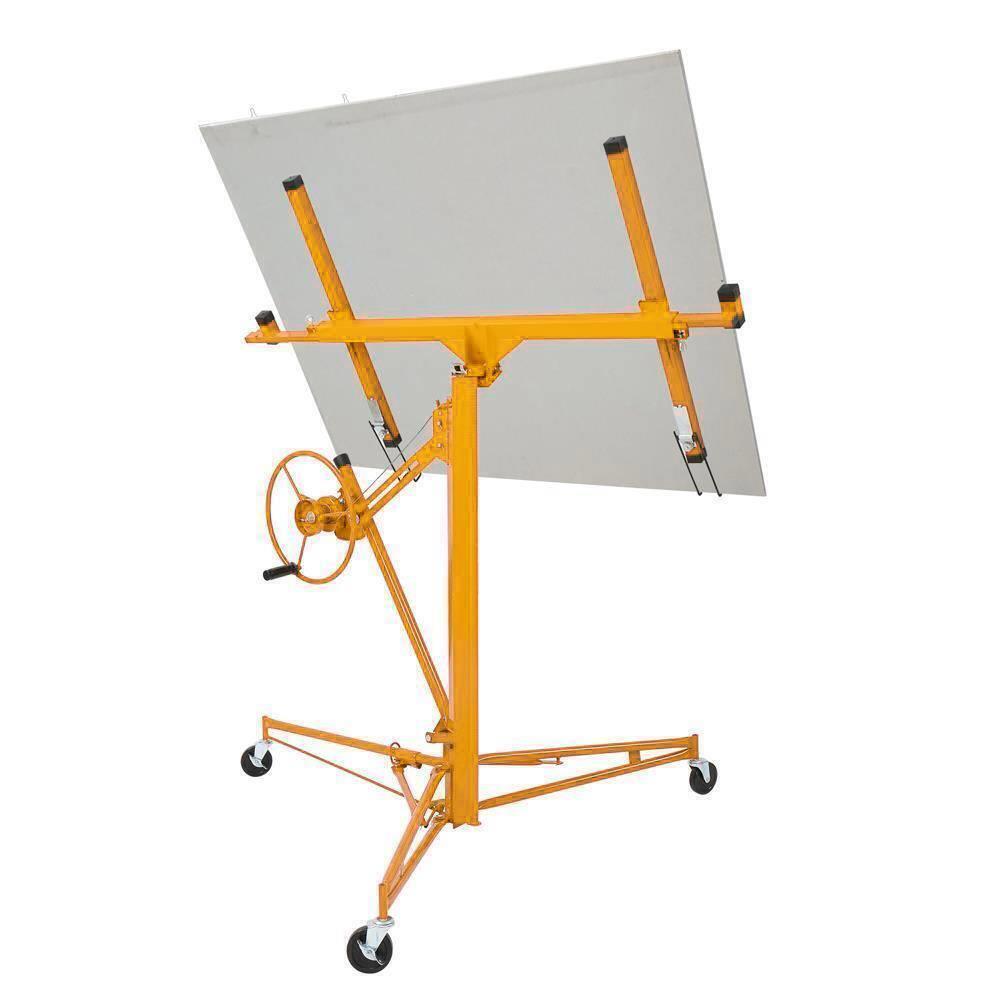 Great Choice Products 16 Ft Drywall Rolling Lifter Panel Hoist Jack Lifter With Lockable Wheels Yellow
