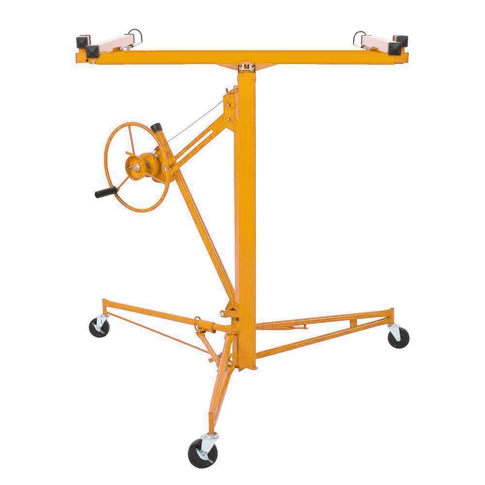 Great Choice Products 16 Ft Drywall Rolling Lifter Panel Hoist Jack Lifter With Lockable Wheels Yellow