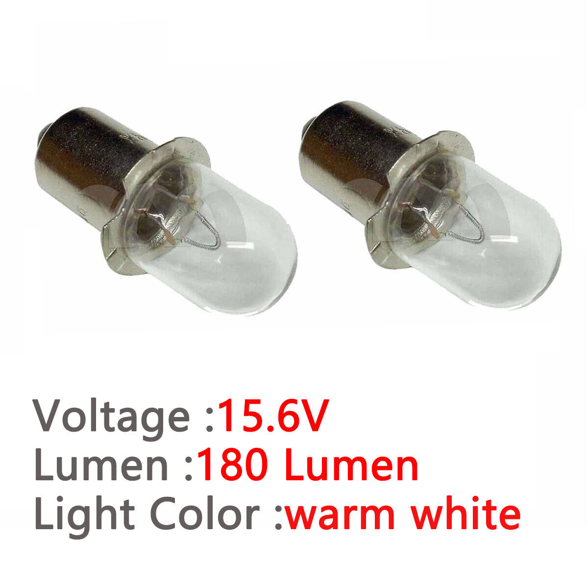 Craftsman 2-pack 15.6V flashlight work light bulb for Makita Hitachi (warm white light)