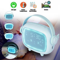 EEEKit Digital Kids Alarm Clock Snooze Display Time Desk Night Light Thermometer Mode
