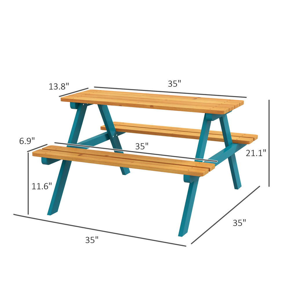 Outsunny Wooden Kids Picnic Table Set for Kids Aged 3-8 Years Old