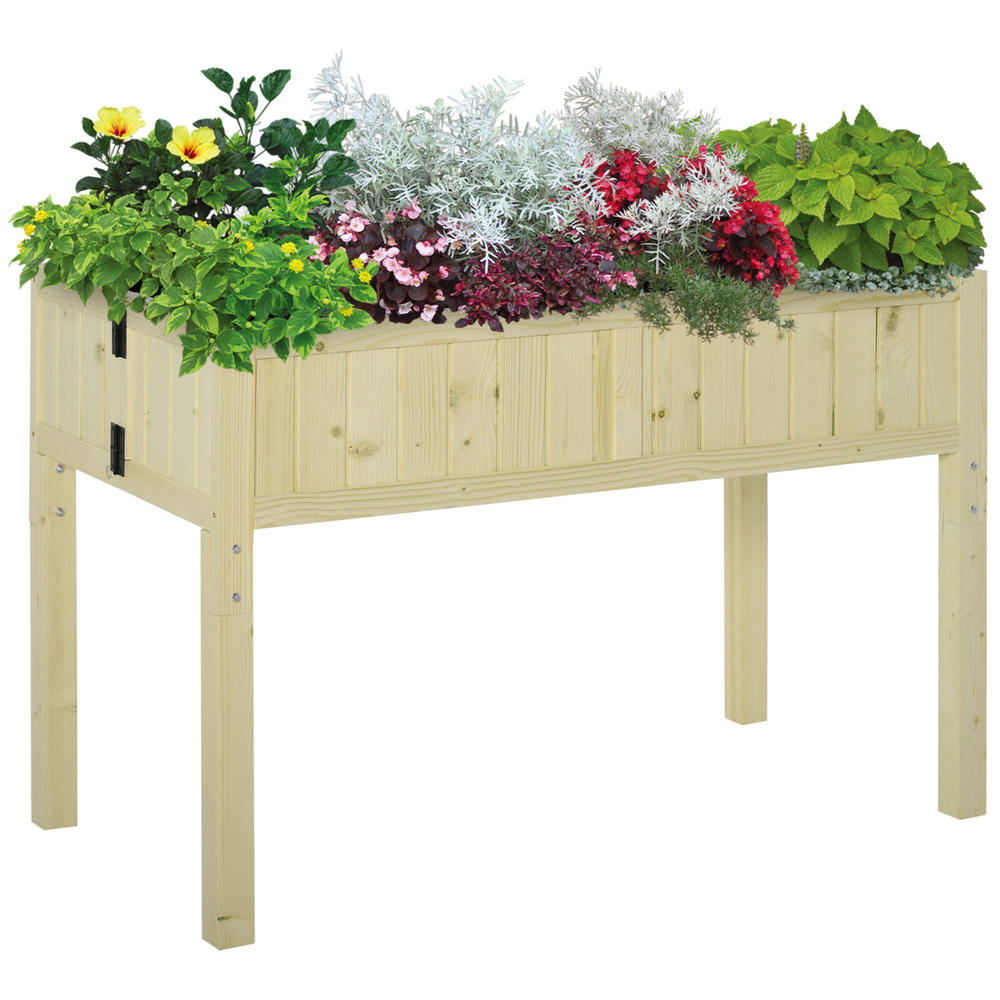 Outsunny Outdoor Patio Balcony & Backyard Plant Box w/ Included Inner Liner & Wood Build