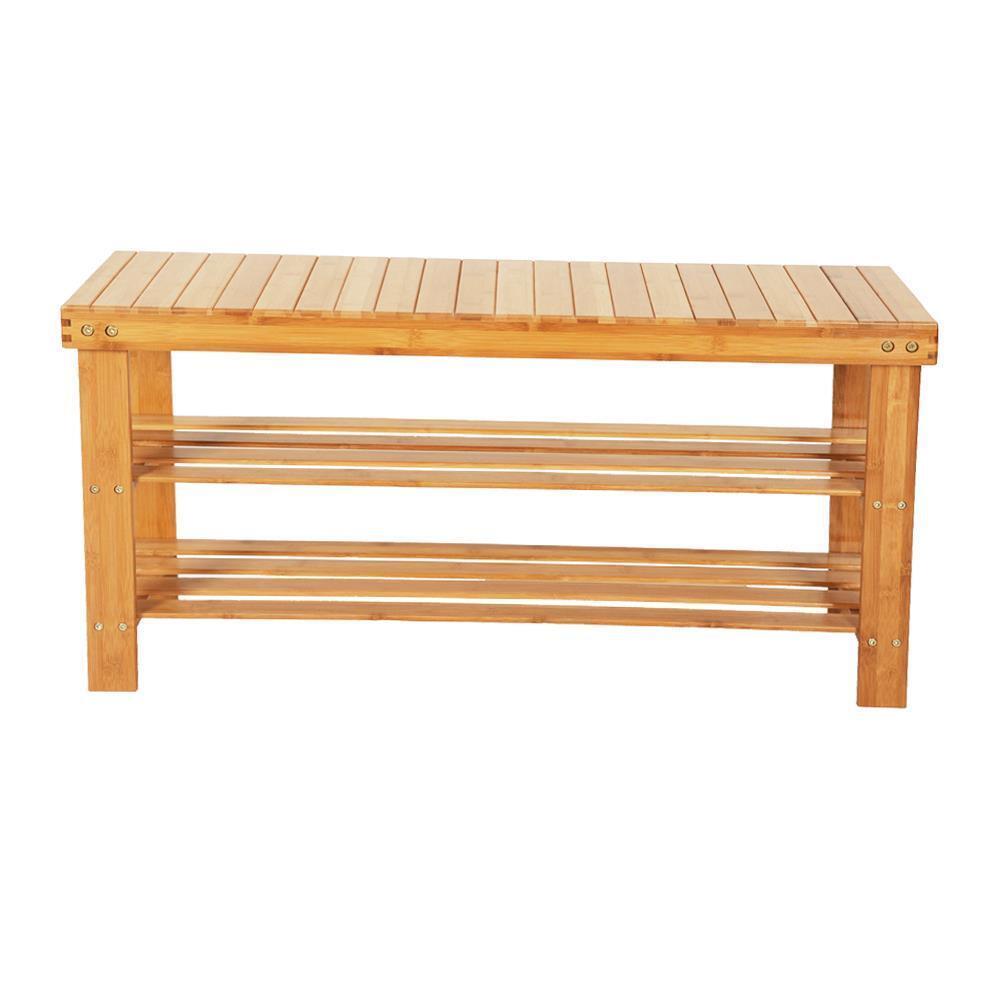 Great Choice Products Indoor Home Bamboo Shoe Bench Storage Seat Doorway Entryway Organizer Rack New
