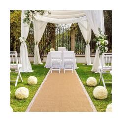 Great Choice Products Ak Trading 40" Wide Natural Burlap Wedding Aisle Runner With Ivory Lace - 40"...