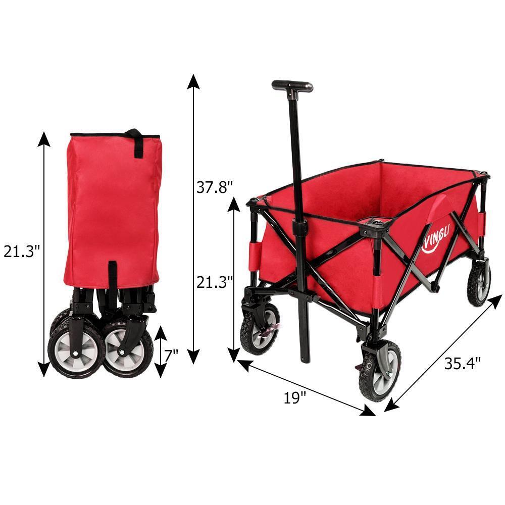 Great Choice Products Collapsible Utility Wagon Folding Garden Beach Sports Shopping Cart Steel Frame