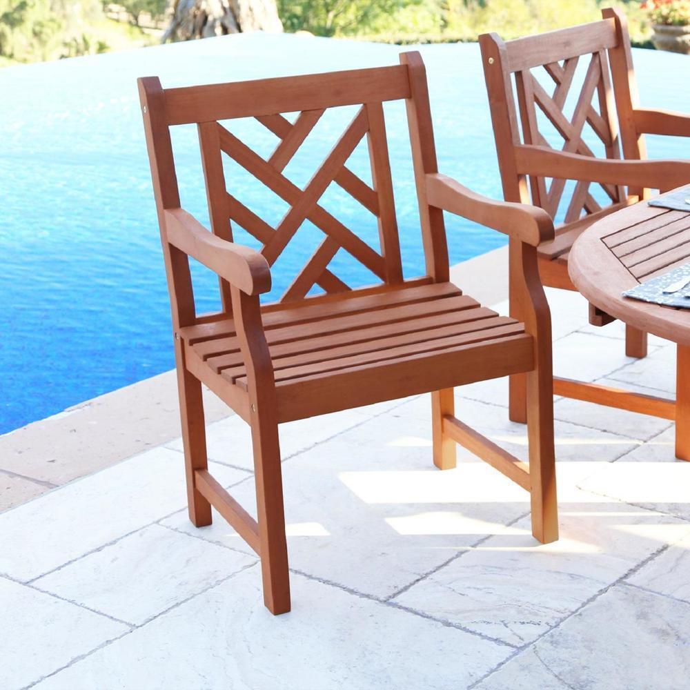 Great Choice Products Outdoor Patio Garden Wood Armchair Contoured Back And Seat Natural Wood