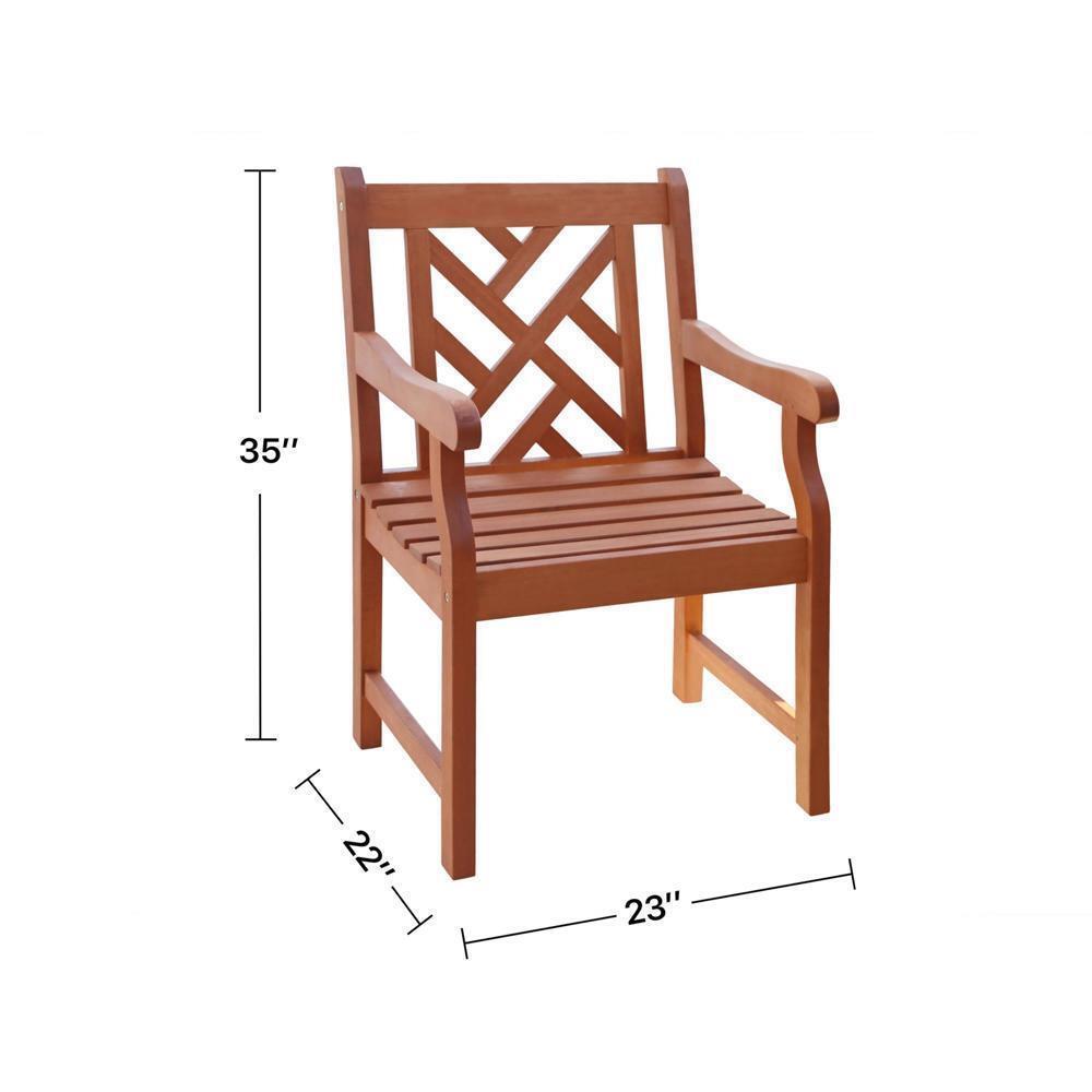Great Choice Products Outdoor Patio Garden Wood Armchair Contoured Back And Seat Natural Wood