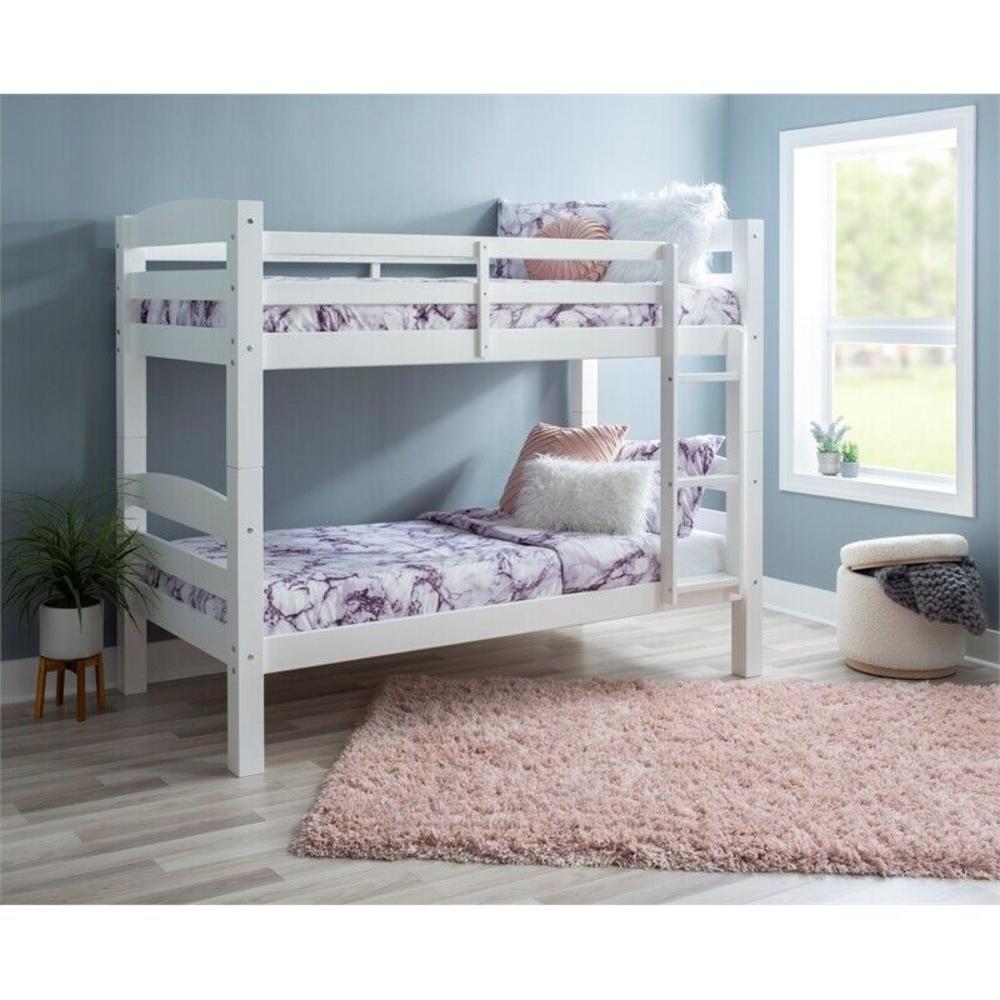 Great Choice Products Levi Twin Over Twin Wood Bunk Bed In White