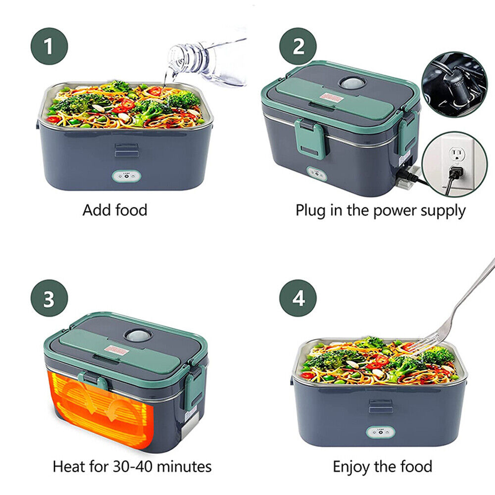 Great Choice Products 3In1 Electric Lunch Box Food Heater Upgraded Portable Food Warmer For Car & Home