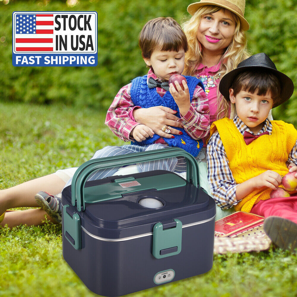 Great Choice Products Electric Lunch Box 60W Food Heated 12V 24V 110V Portable Food Warmer Heater 1.8L