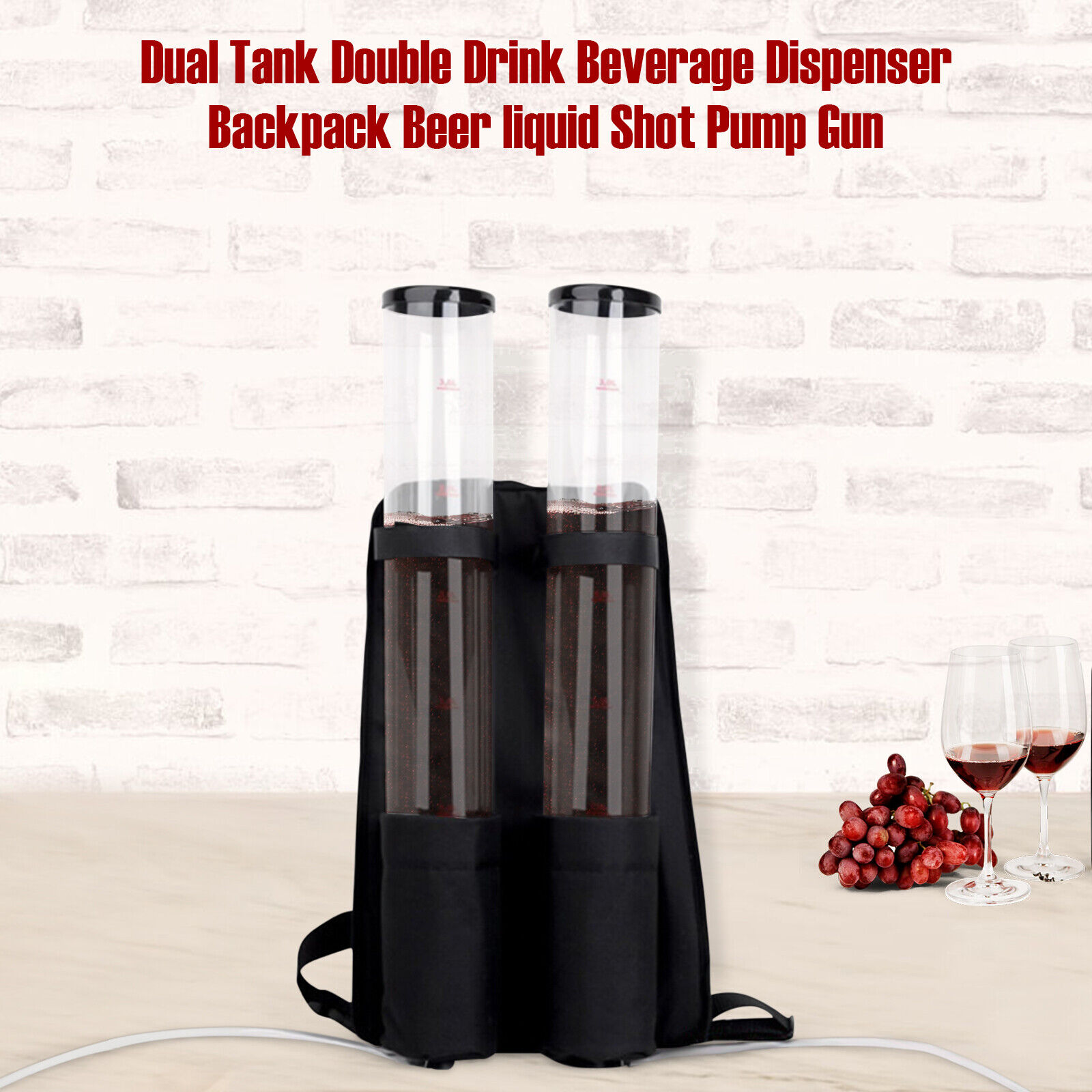 Great Choice Products Dual Tank Beverage Dispenser Backpack Liquor Beer Drink Liquid Shot Pump Gun 6L
