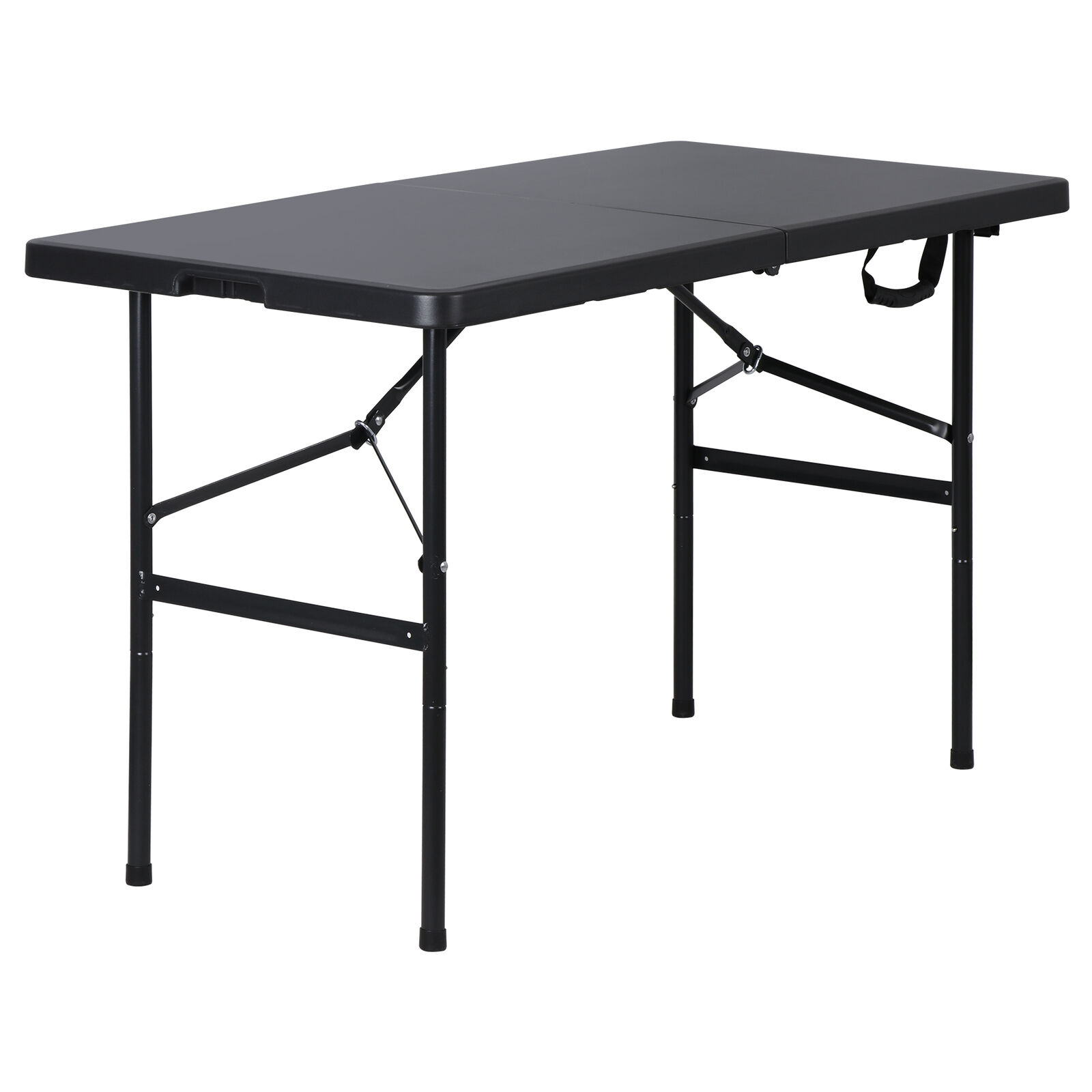 Great Choice Products 48" Portable Folding Table Plastic Fold-In-Half Desk W/ Carry Handle, Black