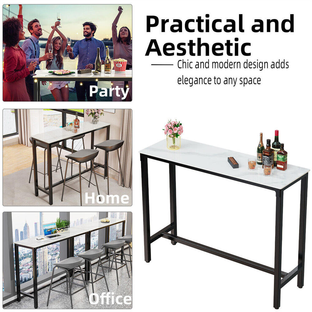 Great Choice Products Heavy Duty Bar Table Bar Height Pub Table Rectangular Marble Top Kitchen Table