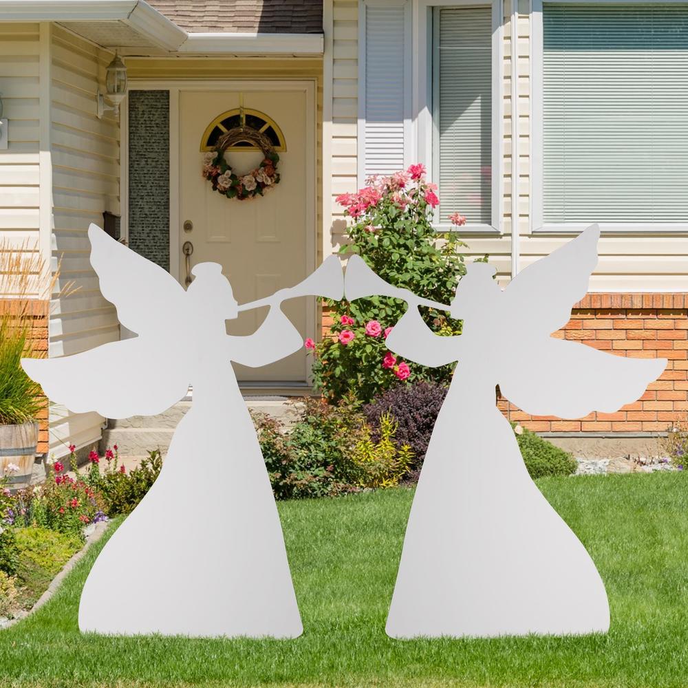 Great Choice Products Outdoor Christmas Decorations Angels Set Of 2 Weather-Resistant Pvc For Yard