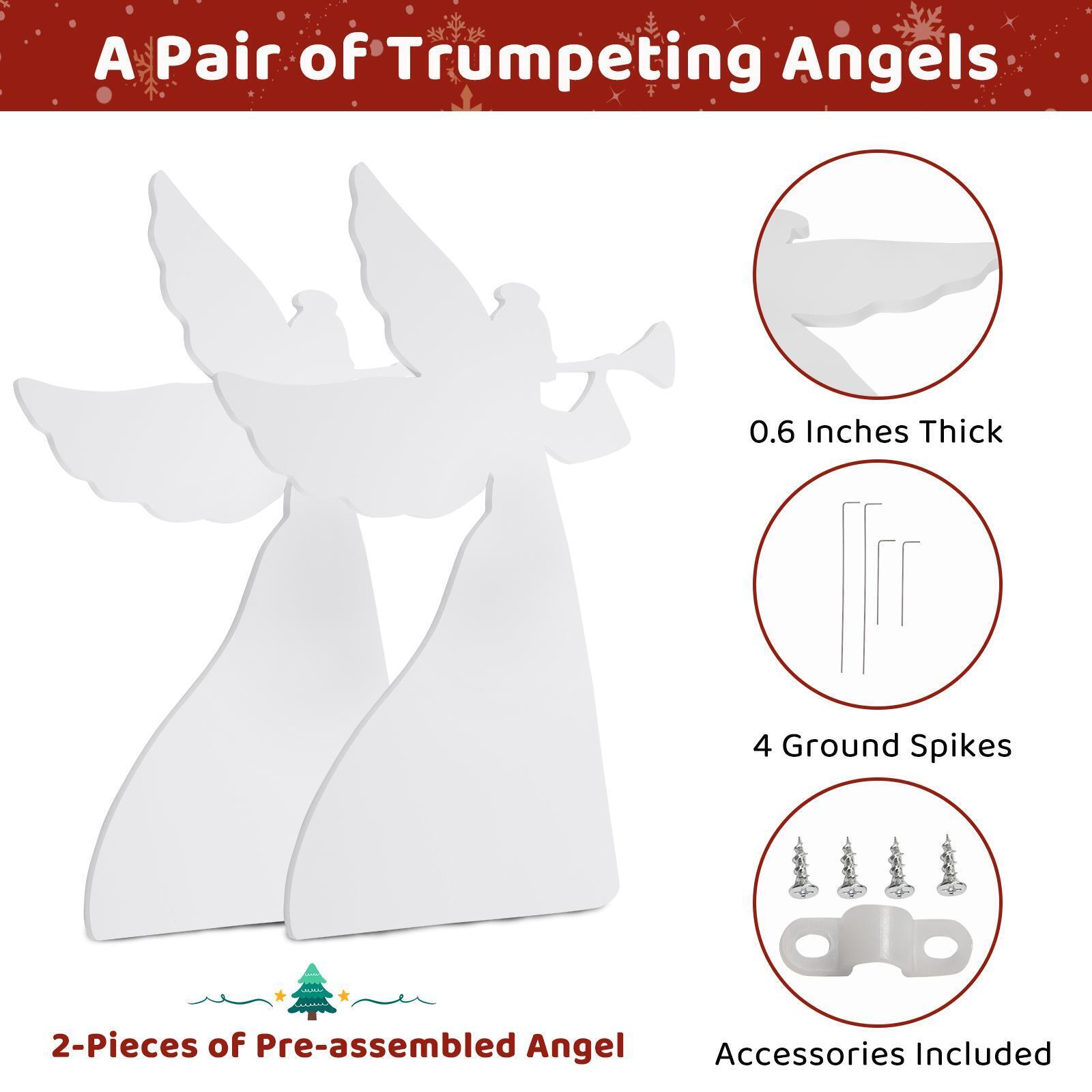 Great Choice Products Outdoor Christmas Decorations Angels Set Of 2 Weather-Resistant Pvc For Yard