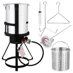Great Choice Products 30 Qt Aluminum Turkey Deep Fryer Pot Gas Stove Burner Stand With Poultry Rack