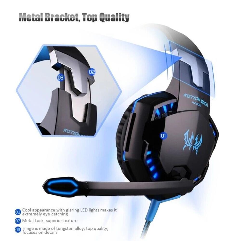 Great Choice Products 3.5Mm Gaming Headset Mic Led Headphones Stereo Bass Surround For Pc Ps4 Xbox One