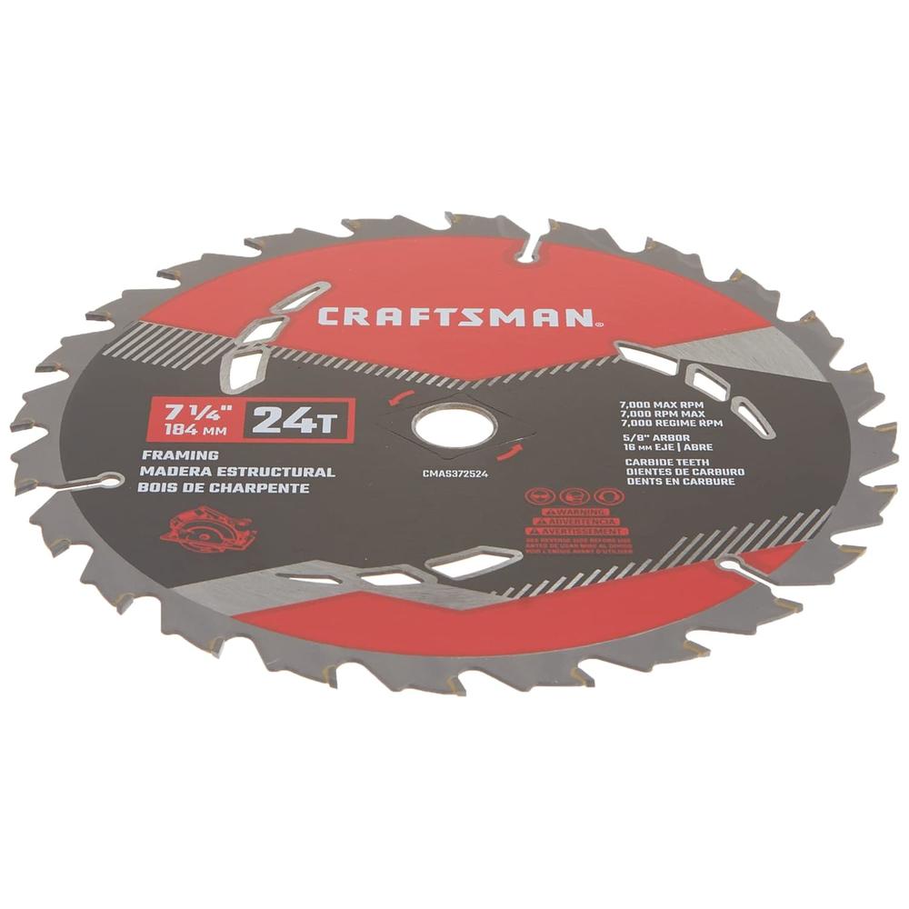 CRAFTSMAN 7-1/4-Inch Circular Saw Blade, 24-Tooth Carbide, 3-Pack (CMAS3725243)
